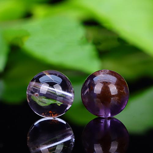 Natürlicher Quarz Perlen Schmuck, Lila+Phantom+Quarz, rund, DIY & verschiedene Größen vorhanden, Zufällige Farbe, verkauft von PC