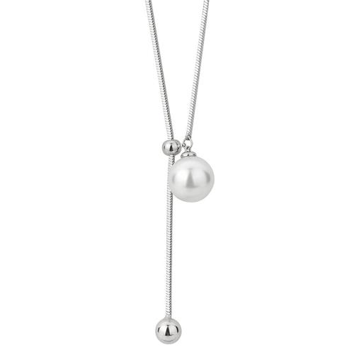 Collier chaîne chandail , Acier titane, avec perle de plastique, bijoux de mode & pour femme, plus de couleurs à choisir, Longueur:Environ 75 cm, Vendu par PC