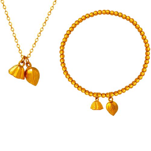 Jewelry Sets Titanium Steel 18K gold plated fashion jewelry & for woman golden Length Approx 45 cm Approx 17 cm Sold By PC
