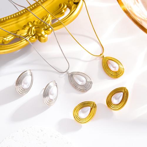 Schmucksets, Titanstahl, mit Kunststoff Perlen, mit Verlängerungskettchen von 5cm, Modeschmuck & verschiedene Stile für Wahl & für Frau, keine, Länge:ca. 40 cm, verkauft von PC