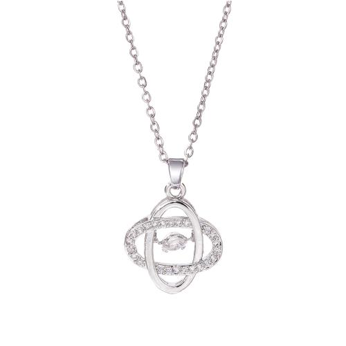Kubický zirkon Micro vydláždit mosaz náhrdelník, s 5cm extender řetězce, módní šperky & micro vydláždit kubické zirkony & pro ženy, stříbro, Délka Cca 40 cm, Prodáno By PC