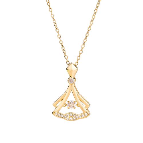 Kubický zirkon Micro vydláždit mosaz náhrdelník, s 5cm extender řetězce, módní šperky & micro vydláždit kubické zirkony & pro ženy, zlatý, Délka Cca 45 cm, Prodáno By PC