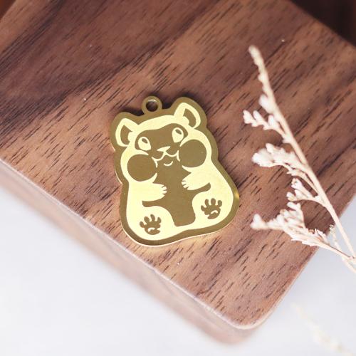 Stainless Steel Animal Pendants, 304 Stainless Steel, hamster, Vacuum Ion Plating, fashion jewelry & DIY, more colors for choice, 24x23mm, Sold By PC