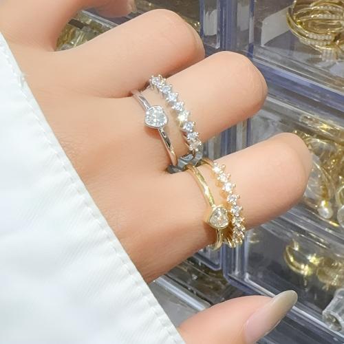 Cubic Zircon Brass δάχτυλο του δακτυλίου, Ορείχαλκος, με Cubic Zirconia, επιχρυσωμένο, κοσμήματα μόδας & για τη γυναίκα, περισσότερα χρώματα για την επιλογή, νικέλιο, μόλυβδο και κάδμιο ελεύθεροι, Εσωτερική διάμετρος:Περίπου 18mm, Sold Με PC