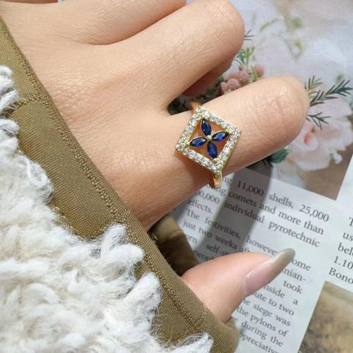 Cubic Zircon Brass Finger Ring with Cubic Zirconia real gold plated fashion jewelry & for woman nickel lead & cadmium free Inner Approx 18mm Sold By PC