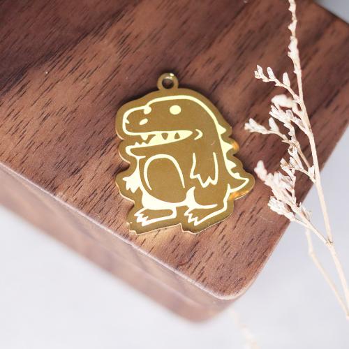Stainless Steel Animal Pendants, 304 Stainless Steel, Dinosaur, Vacuum Ion Plating, fashion jewelry & DIY, more colors for choice, 21x25mm, Sold By PC