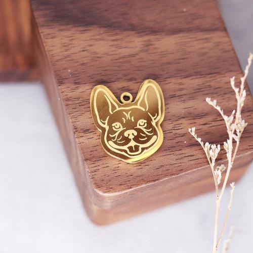 Stainless Steel Animal Pendants, 304 Stainless Steel, Dog, Vacuum Ion Plating, fashion jewelry & DIY, more colors for choice, 24x22mm, Sold By PC