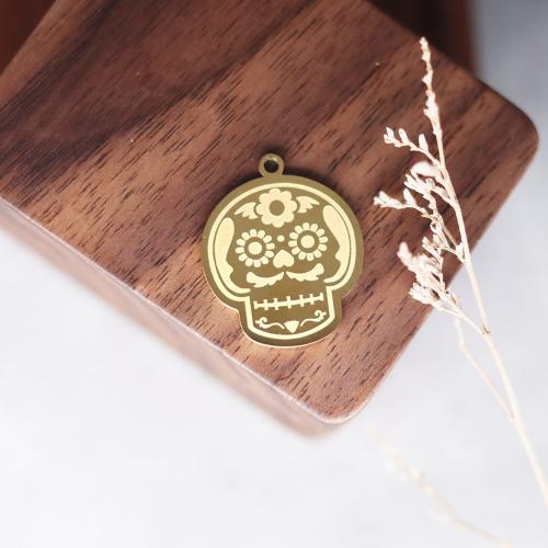 Stainless Steel Skull Pendants, 304 Stainless Steel, Vacuum Ion Plating, fashion jewelry & DIY, more colors for choice, 20x24mm, Sold By PC