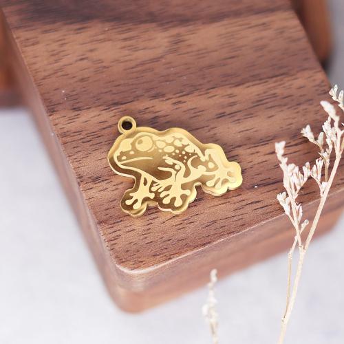 Stainless Steel Animal Pendants, 304 Stainless Steel, Frog, Vacuum Ion Plating, fashion jewelry & DIY, more colors for choice, 22x19mm, Sold By PC