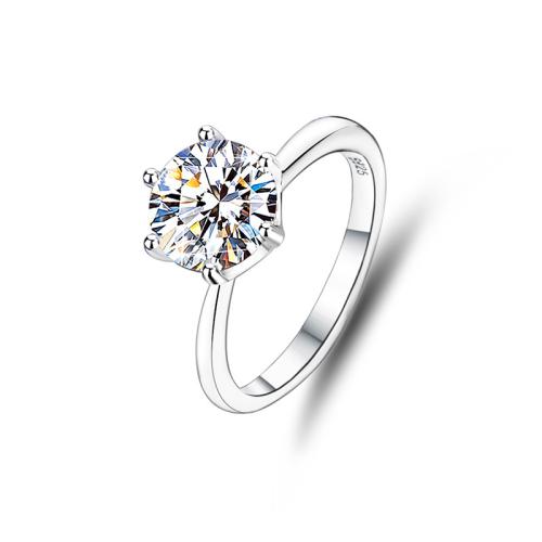 Cubic Zirconia Micro Pave 925 Sterling Silver Rings with Moissanite fashion jewelry & micro pave cubic zirconia & for woman Sold By PC