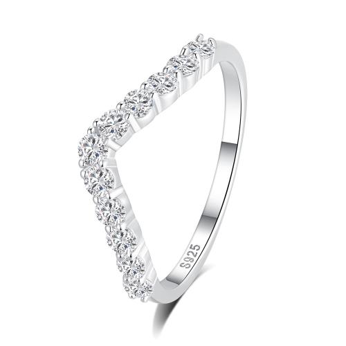 Cubic Zirconia Micro Pave 925 Sterling Silver Rings fashion jewelry  & micro pave cubic zirconia & for woman Sold By PC