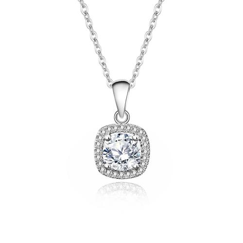 Cubic Zircon Micro Pave 925 Sterling Silver Necklace, with 5cm extender chain, fashion jewelry & micro pave cubic zirconia & for woman, more colors for choice, Length:Approx 40 cm, Sold By PC