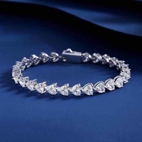 Bracelets en argent sterling, Argent sterling 925, bijoux de mode & normes différentes pour le choix & pavé de micro zircon & pour femme, Vendu par PC