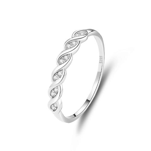 Cubic Zirconia Micro bana Sterling Silver ringar, 925 sterling silver, mode smycken & olika storlek för val & micro bana cubic zirconia & för kvinna, Säljs av PC