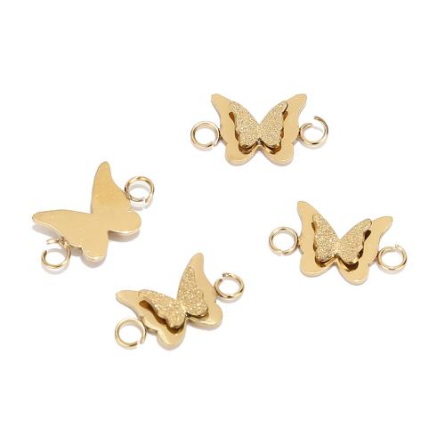 Stainless Steel Connector, 304 Stainless Steel, Butterfly, DIY, golden, 10.30x18mm, Sold By PC