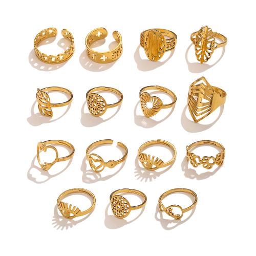 Stainless Steel Finger Ring, 304 Stainless Steel, 18K gold plated, fashion jewelry & Unisex & different styles for choice, golden, Sold By PC