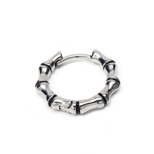 Stainless Steel Huggie Hoop Earring, 304 Stainless Steel, Bamboo, punk style & Unisex, original color, 17x17x3mm, Sold By PC