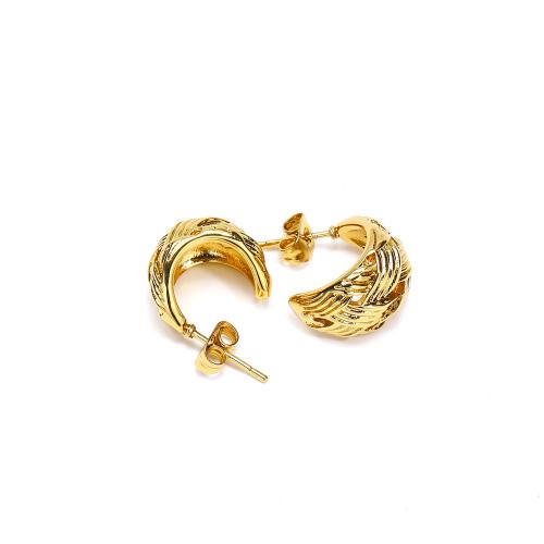 Boucle d'oreille de gaujon en acier inoxydable, Acier inoxydable 304, bijoux de mode & pour femme, doré, 14x15mm, Vendu par paire