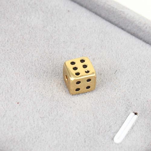 Brass Jewelry Beads Dice gold color plated DIY & enamel nickel lead & cadmium free Sold By PC