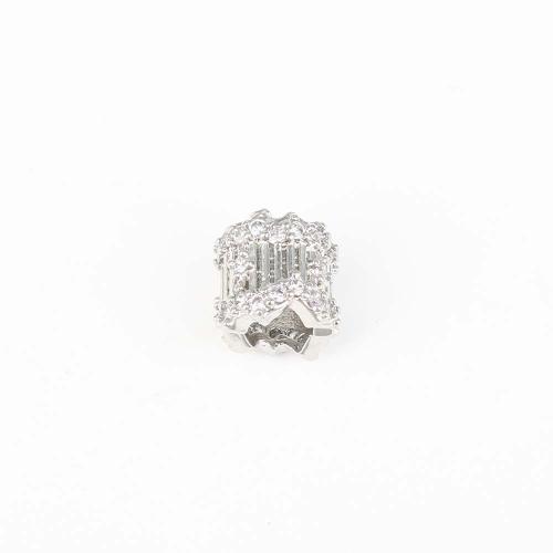 Cubic Zirconia Micro Pave Brass Beads, plated, DIY & micro pave cubic zirconia, more colors for choice, nickel, lead & cadmium free, 9.40x9x8.20mm, Sold By PC