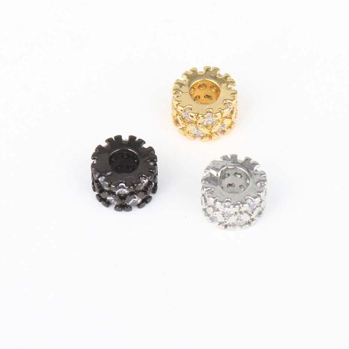 Cubic Zirconia Micro Pave Brass Beads, plated, DIY & micro pave cubic zirconia, more colors for choice, nickel, lead & cadmium free, 6.80x6.80x4.70mm, Sold By PC