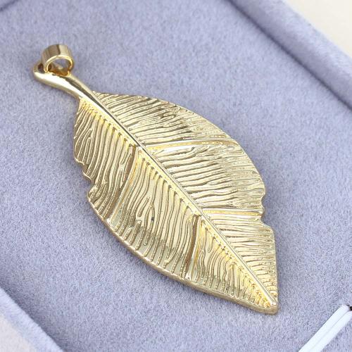 Brass Jewelry Pendants, Leaf, gold color plated, DIY, nickel, lead & cadmium free, 55.40x24.10x2.80mm, Sold By PC
