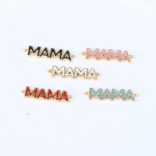 Brass Jewelry Connector Alphabet Letter gold color plated DIY & enamel & 1/1 loop nickel lead & cadmium free Sold By PC