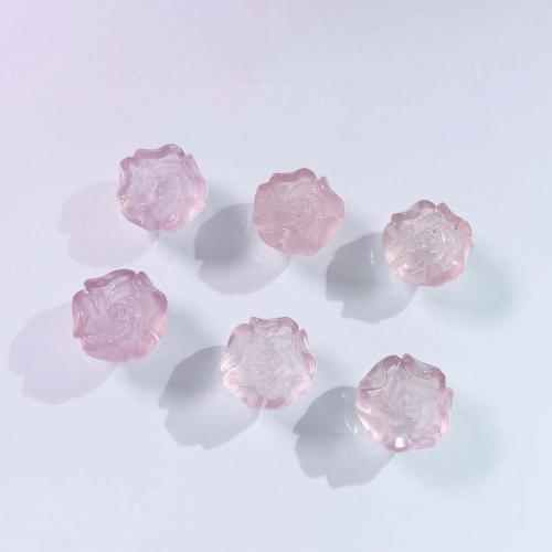 Φυσικό ροζ χαλαζία χάντρες, Rose Quartz, Λουλούδι, DIY, ροζ, 14mm, Sold Με PC