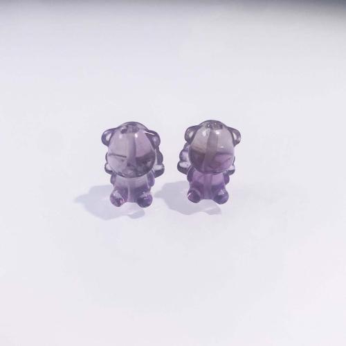 Natural Amethyst Beads Bear DIY purple 16mm Sold By PC