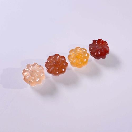 Natural Red Agate Beads, Flower, DIY, Random Color, 13mm, Sold By PC
