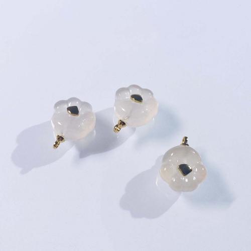 Agate Κοσμήματα Μενταγιόν, με Ορείχαλκος, Δαγκάνα, DIY, λευκό, 13mm, Sold Με PC