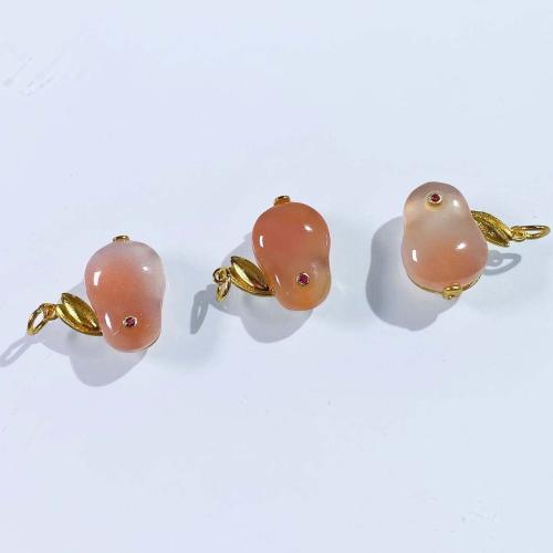 Agate Jewelry Pendants with Brass Rabbit DIY pink Sold By PC
