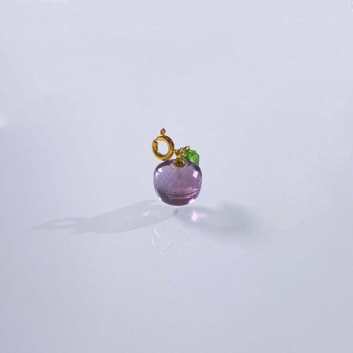 Quartz Gemstone Pendants, Amethyst, with Brass, Apple, DIY, purple, 11mm, Sold By PC
