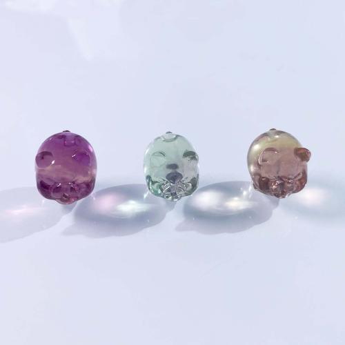 Perles de fluorite, Fluorine, cochon, DIY, Couleur aléatoire, 13x17mm, Vendu par PC