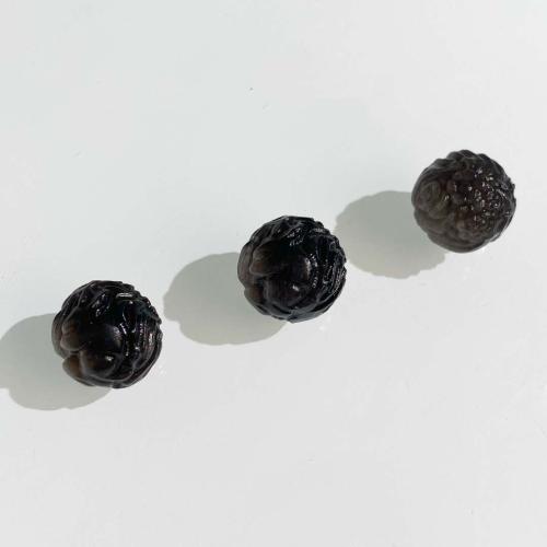 Grânulos de gemstone jóias, Prata+Obsidiana, Roda, DIY, preto, 15mm, vendido por PC