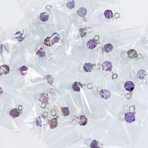 Quartz Gemstone Pendants, Amethyst, with Brass, DIY, purple, 10mm, Sold By PC