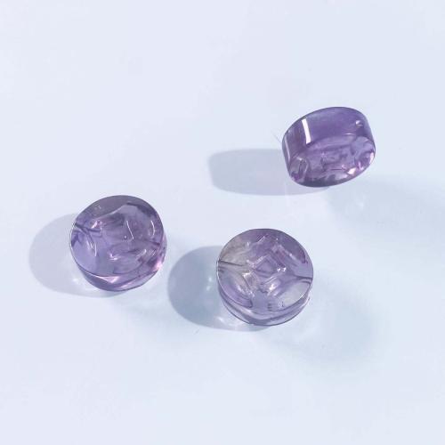 Natural Amethyst Beads Flat Round DIY purple 14mm Sold By PC