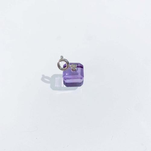 Quartz Gemstone Pendants, Amethyst, with Brass, Square, DIY, purple, 10mm, Sold By PC