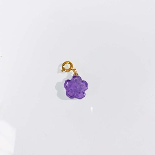 Quartz Gemstone Pendants, Amethyst, Flower, DIY, purple, 12x12mm, Sold By PC