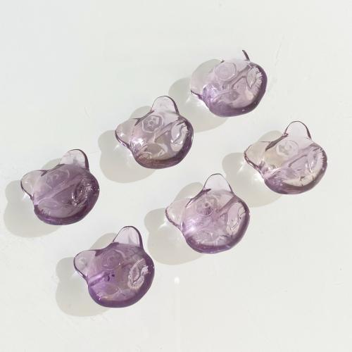 Natural Amethyst Beads Fox DIY purple 14mm Sold By PC