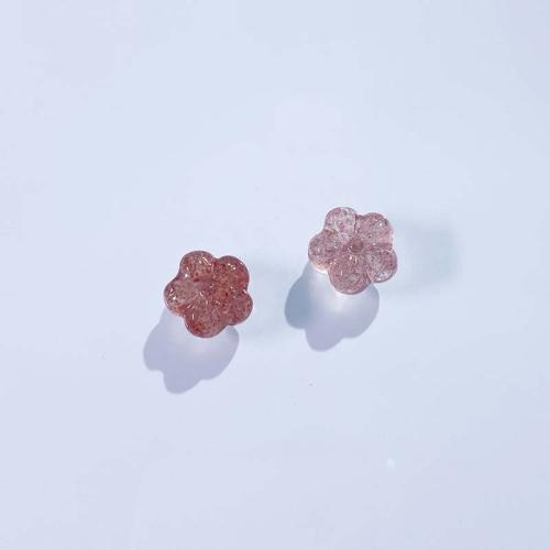 Natural Quartz Jewelry Beads Strawberry Quartz Flower DIY 12mm Sold By PC