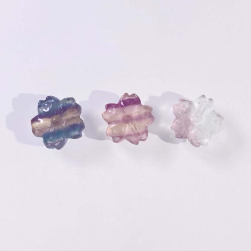 Miçangas de Fluorita, Fluorita natural, Flor, DIY, multi colorido, 13mm, vendido por PC
