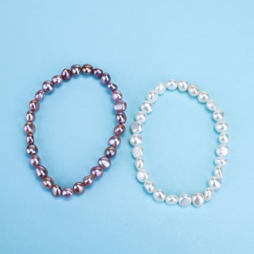 Bracelet en perles de culture d'eau douce, perle d'eau douce cultivée, fait à la main, bijoux de mode & pour femme, plus de couleurs à choisir, Single bead size: 6-7mm, Longueur 18 cm, Vendu par PC