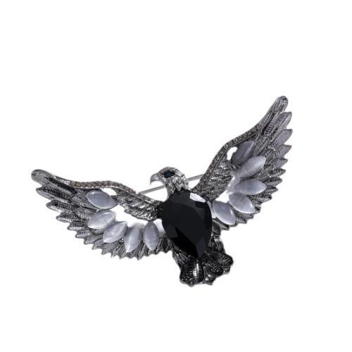 Tibetan Style Brooches, eagle, plated, fashion jewelry & Unisex & with rhinestone, more colors for choice, 80x48mm, Sold By PC