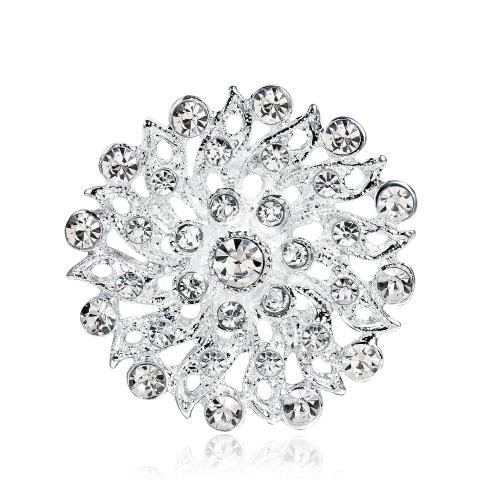 Zinc Alloy Brooches with Crystal fashion jewelry & for woman & hollow silver color Sold By PC