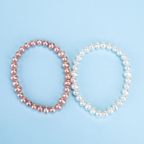 Bracelet en perles de culture d'eau douce, perle d'eau douce cultivée, fait à la main, bijoux de mode & pour femme, plus de couleurs à choisir, Single bead size: 6-7mm, Longueur:Environ 18 cm, Vendu par PC
