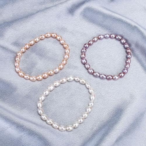 Bracelet en perles de culture d'eau douce, perle d'eau douce cultivée, fait à la main, bijoux de mode & pour femme, plus de couleurs à choisir, Single bead size: 5-6mm, Longueur:Environ 18 cm, Vendu par PC