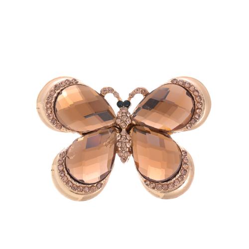 Tibetan Style Brooches, Butterfly, fashion jewelry & for woman & with rhinestone, more colors for choice, 49x35mm, Sold By PC
