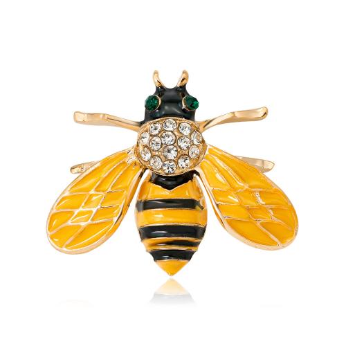 Tibetan Style Brooches, Bee, fashion jewelry & for woman & enamel & with rhinestone, 33x27mm, Sold By Pair
