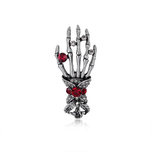 Tibetan Style Brooches, Hand, fashion jewelry & for woman & with rhinestone, 48x22mm, Sold By PC
